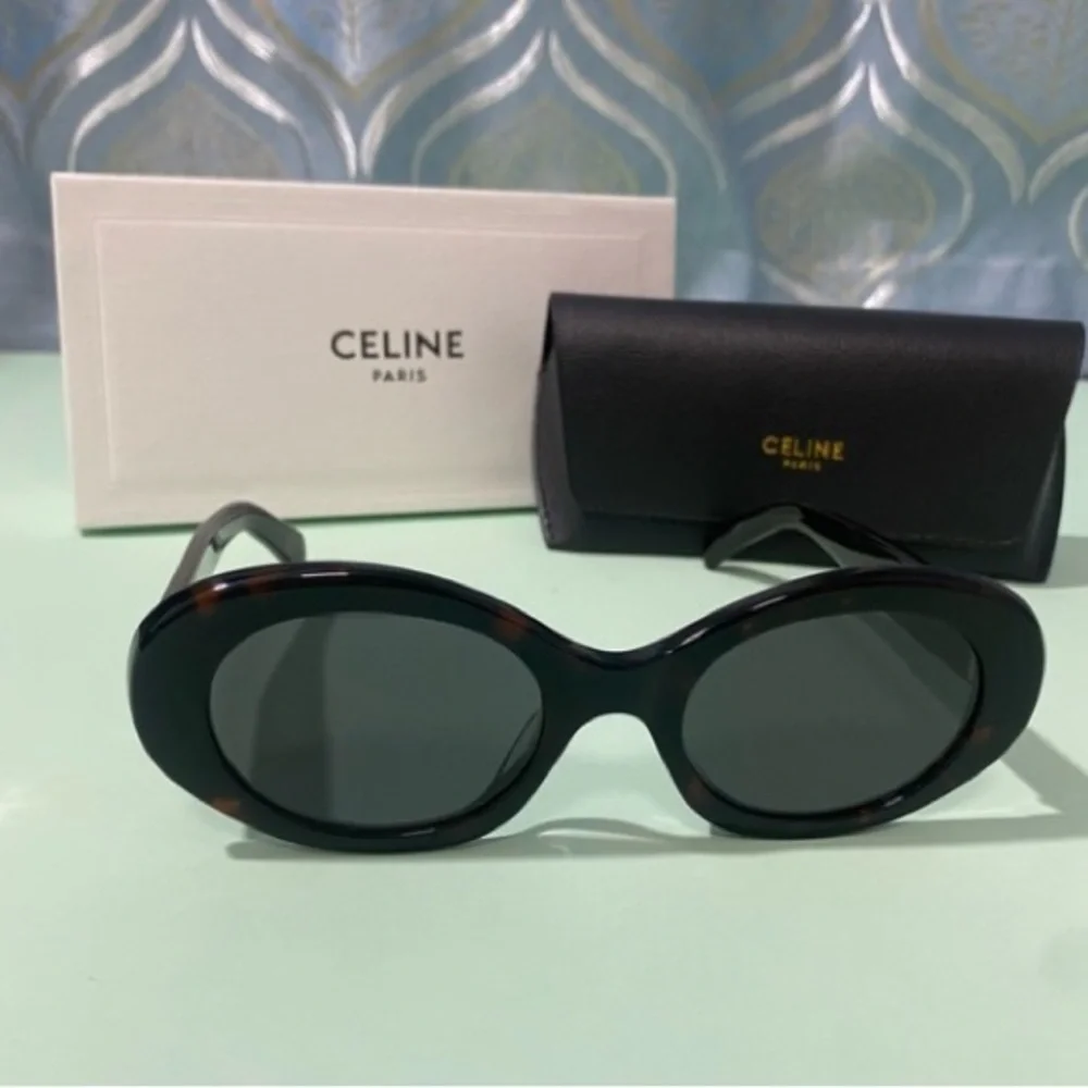Celine Black and Tortoise Oval Sunglasses